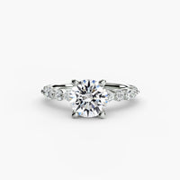 Solitaire with Eternity Pavé 2 ring setting in 14k white gold