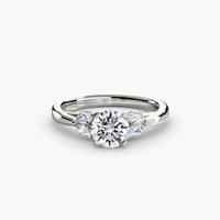The Celestial Cluster Ring 2 ring setting in 14k white gold with round center stone